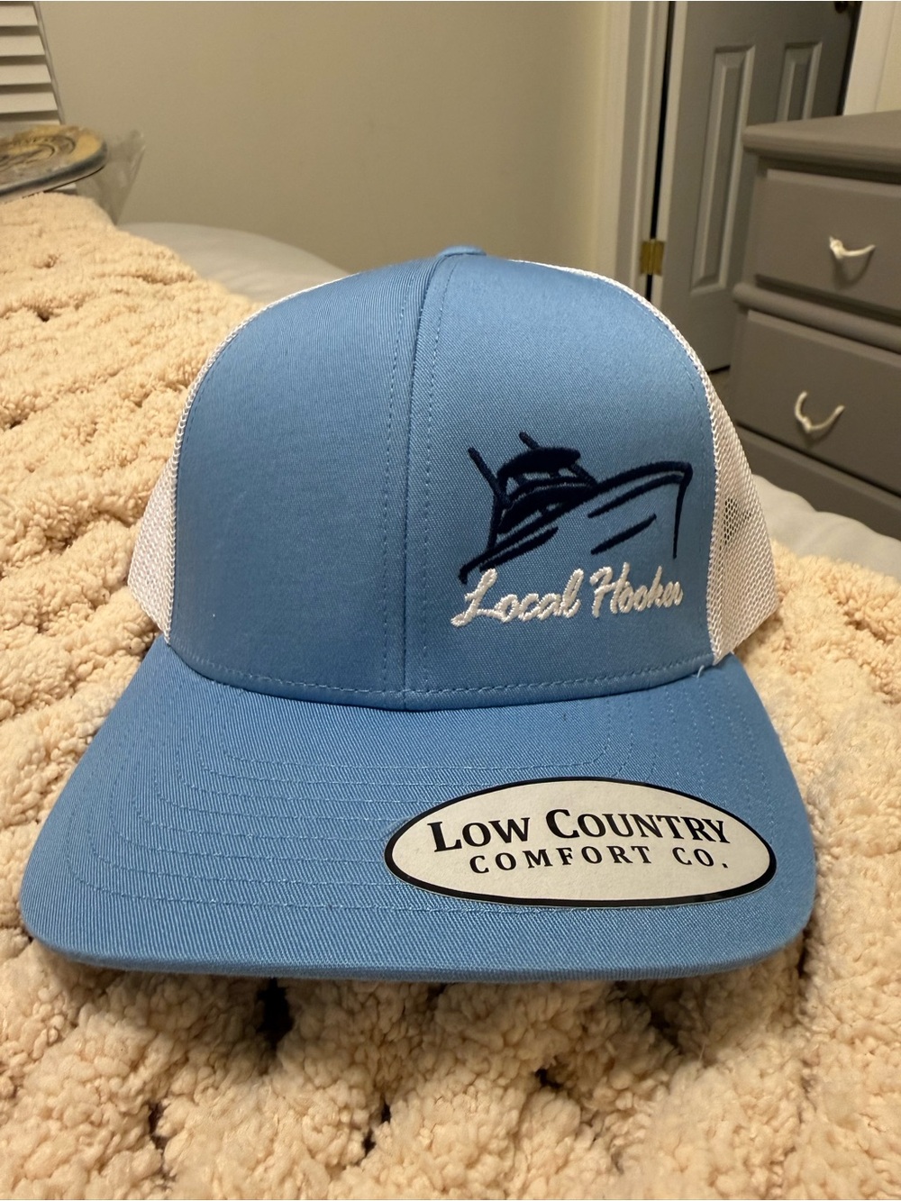 Low Country Comfort Co. "Local Fisher" Blue & White Trucker Hat